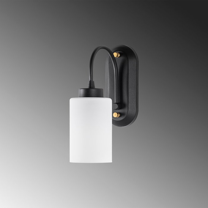 Opviq Lámpara de pared en blanco y negro con cuerpo de metal y tapa de cristal
